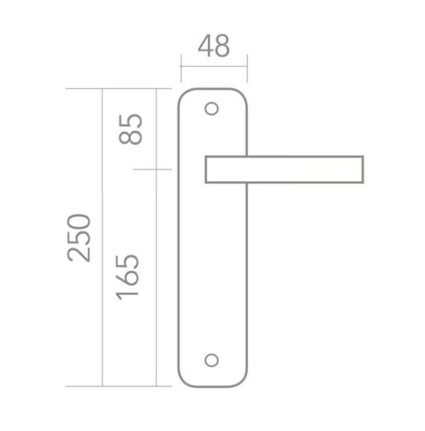 Manilla con placa ovalada de aluminio latonado mate de 250x48 mm