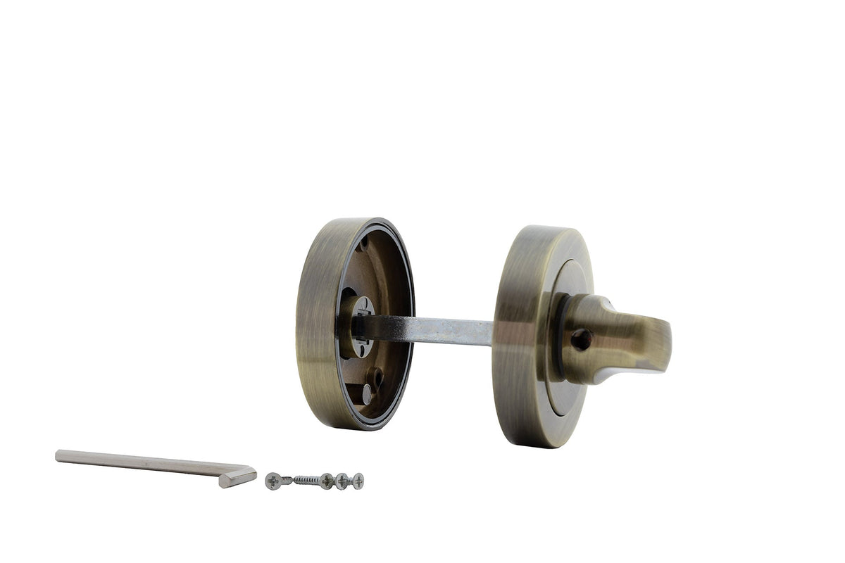 Vrijzet-slot van zamak met ronde rozet van 50 mm in lederafwerking