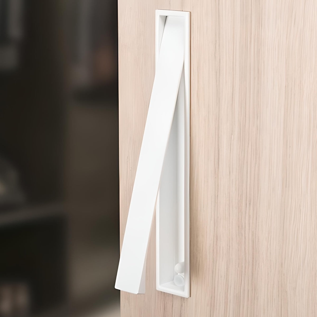 Witte rechthoekige inbouwgreep Clos van 160 mm hoog voor schuifdeuren