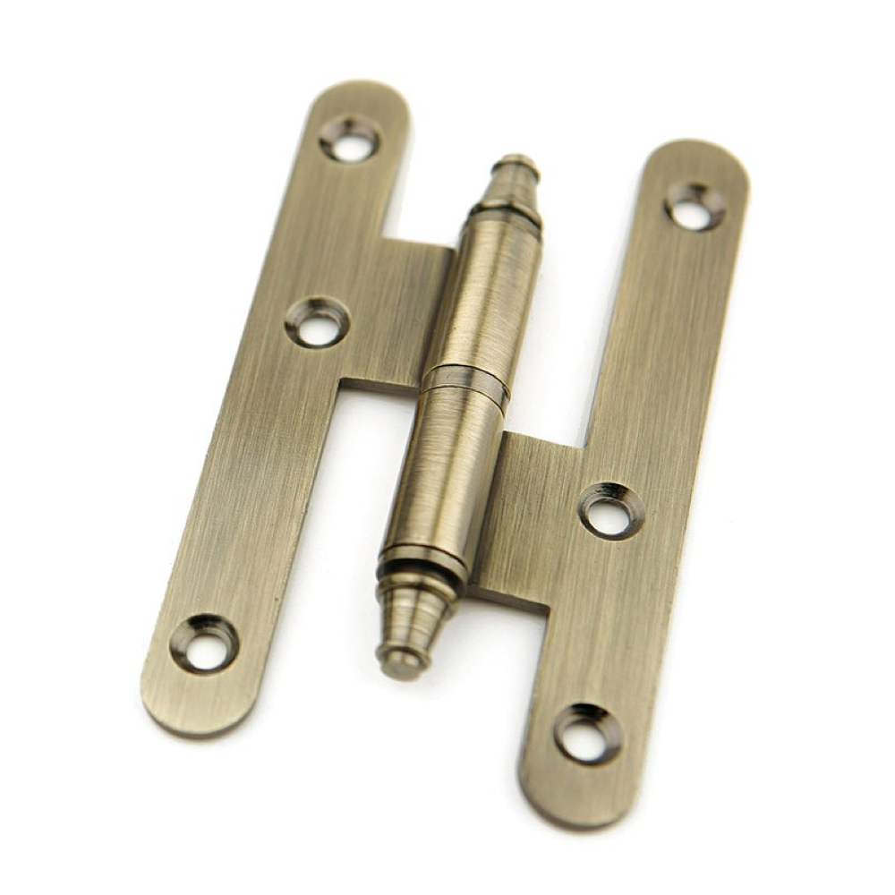 Rondbladpaumelle, 100 mm hoog, voor deur, lederafwerking met knop voor deur