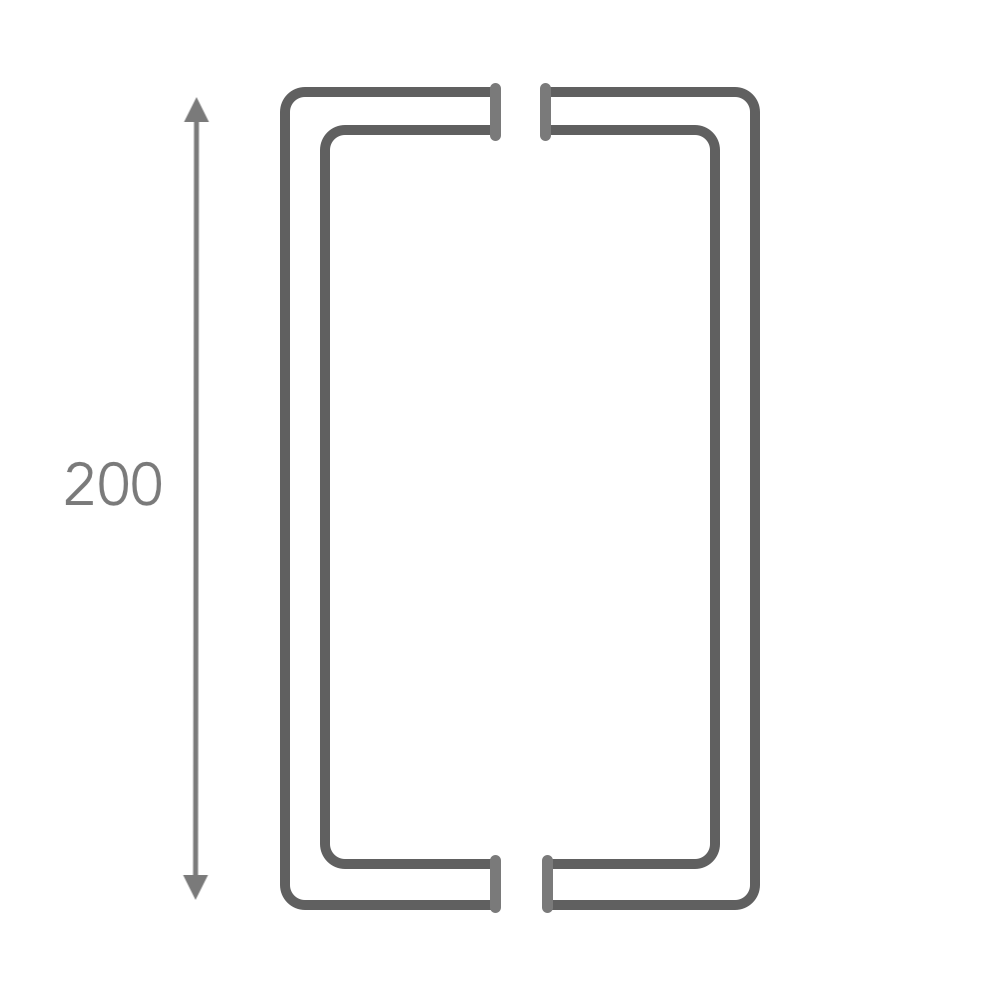 Roestvrijstalen deurgreep voor glas-/houten deur 200mm model ARI120
