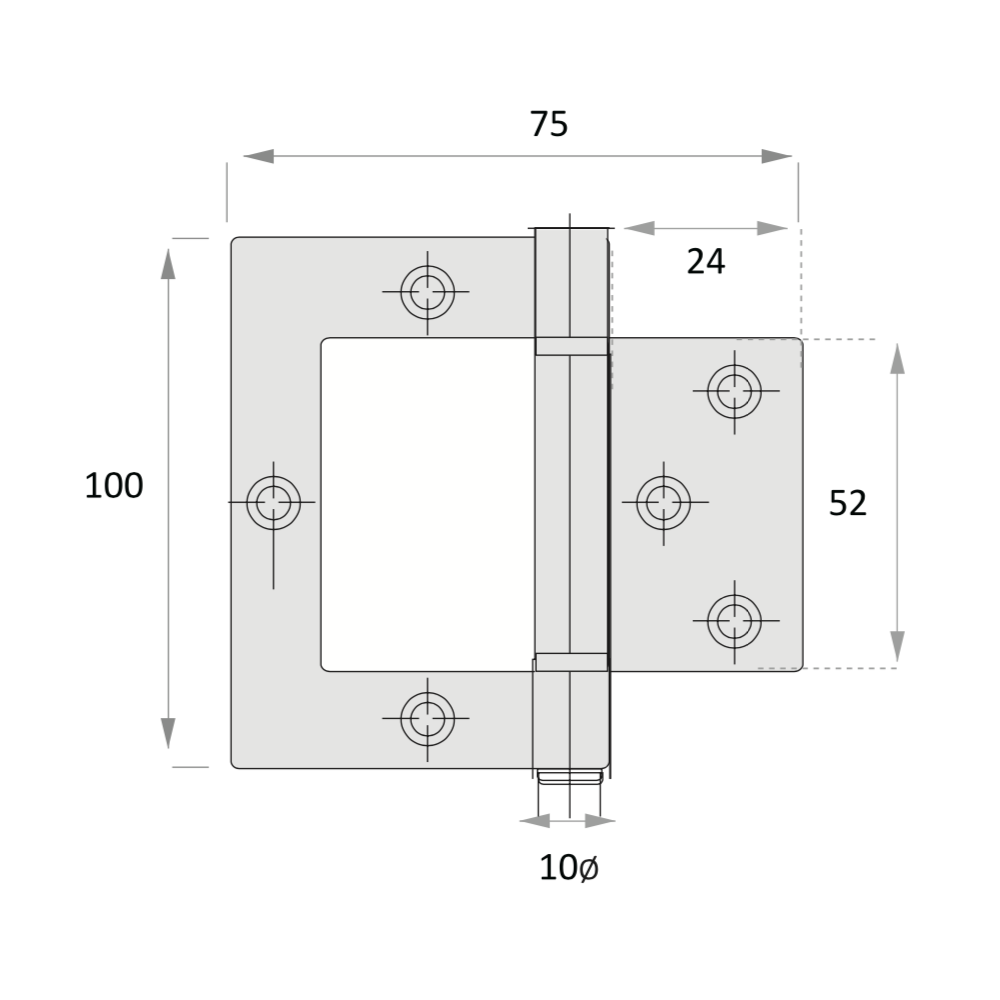 Eenvoudig te installeren roestvrijstalen klepscharnier van 100 mm x 75 mm