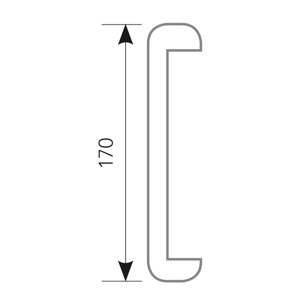 Deurgreep voor houten of glazen deur 170 mm hart-op-hart model 434