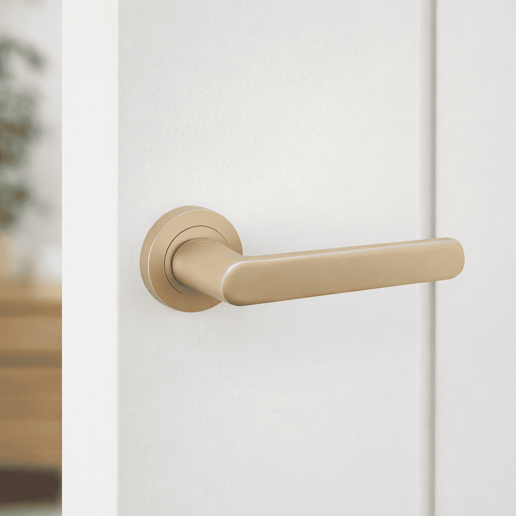 Ronde deurkrukrozet van matgoud aluminium R-210