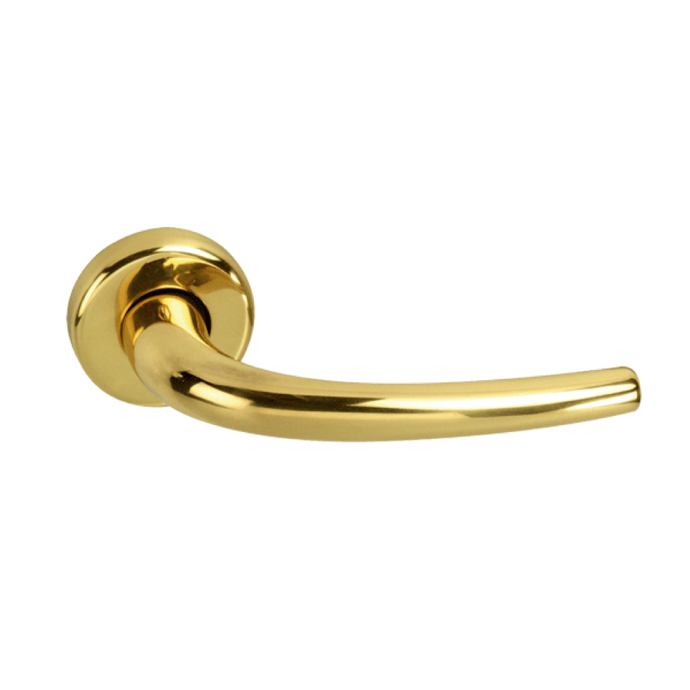 '2001' messing deurklink met kleine ronde glanzend gouden rozet voor deuren