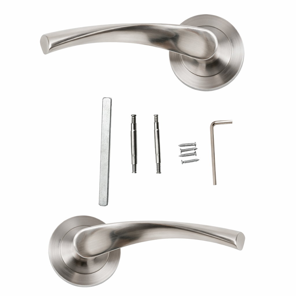 Deurkruk Ola model '130' van aluminium met ronde rozet voor deuren