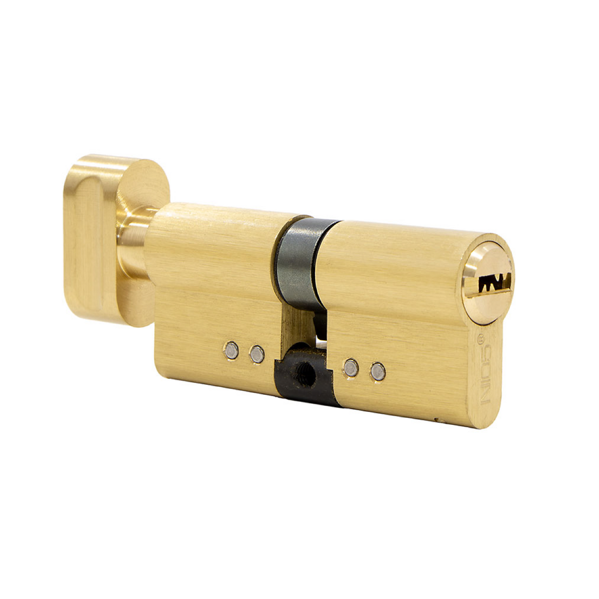 Messing veiligheidscilinder 30x30 met knop voor deuren