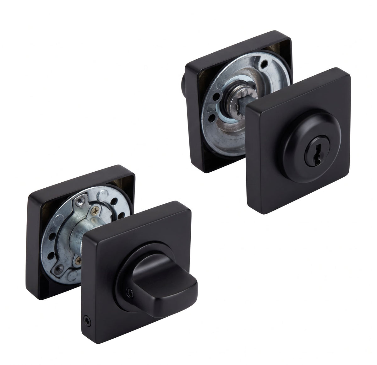 Vierkante knopcilinder voor deursloten in zwarte afwerking van 50 mm