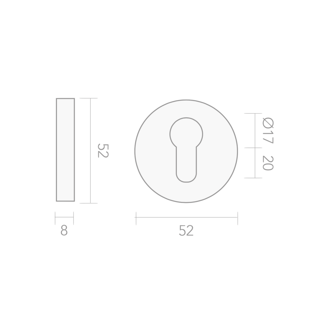PEERVORMIG sleutelgat met ronde rozet in zwarte afwerking