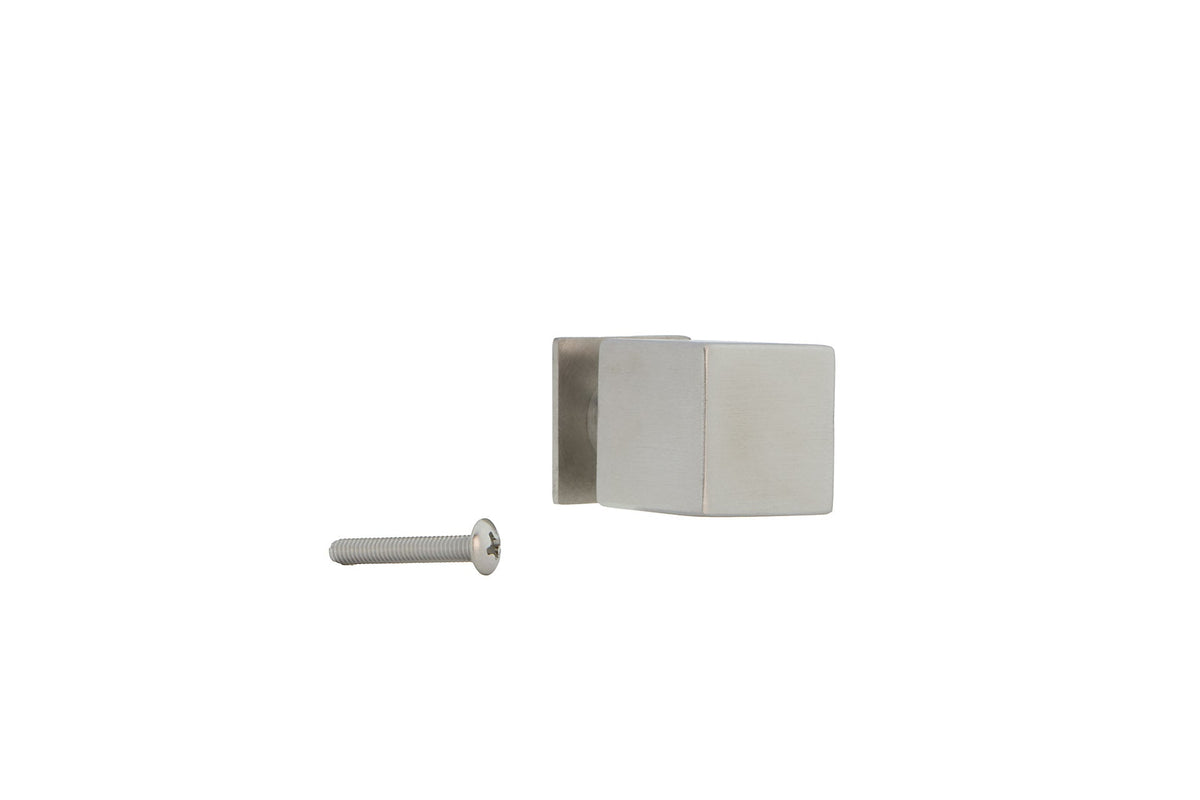 Vierkante knop met een hals van 26 mm hoog in roestvrij staal, ideaal voor meubels