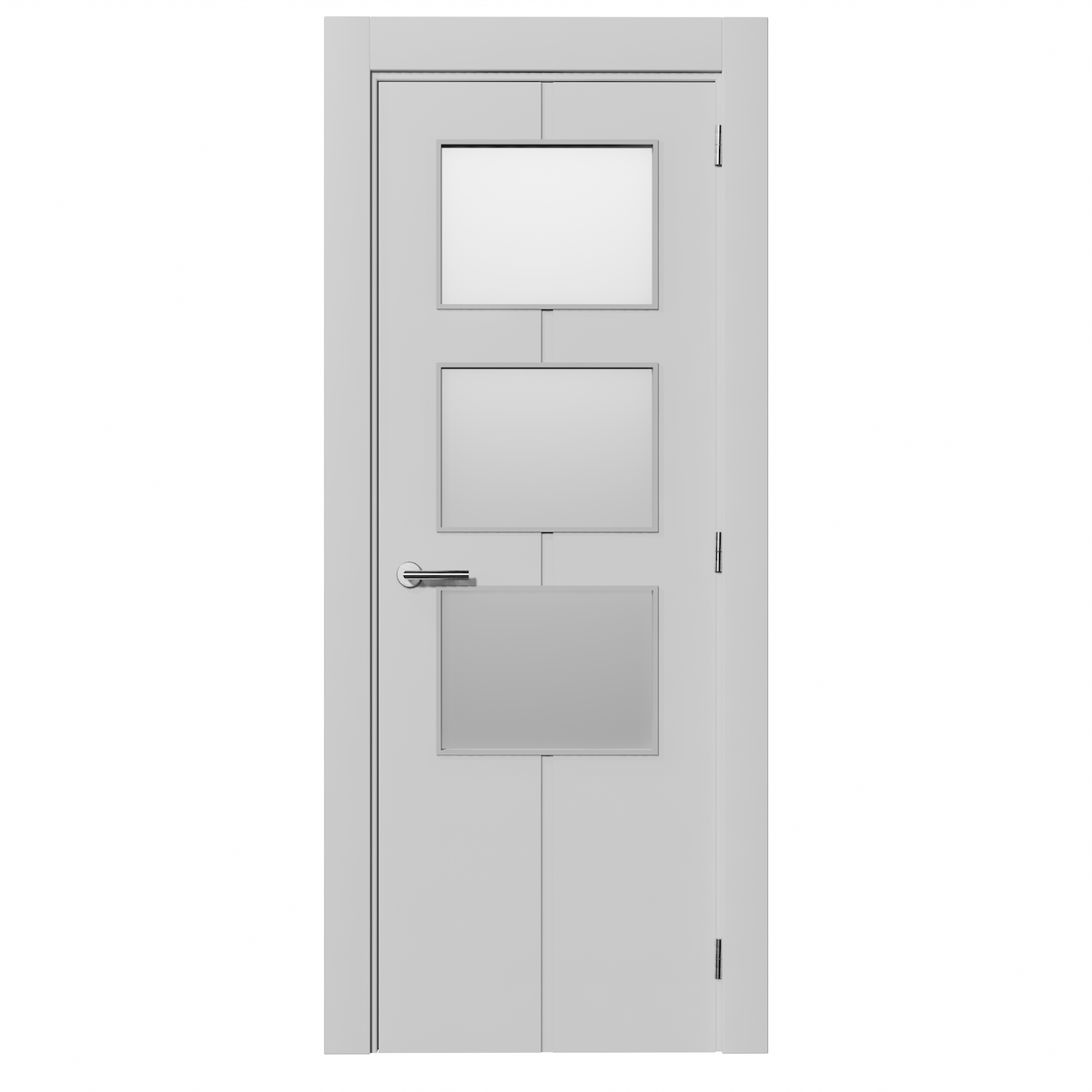 HEAV-deur met 3 ramen, als blokdeur 2030x905x35 met massieve kern in witte afwerking