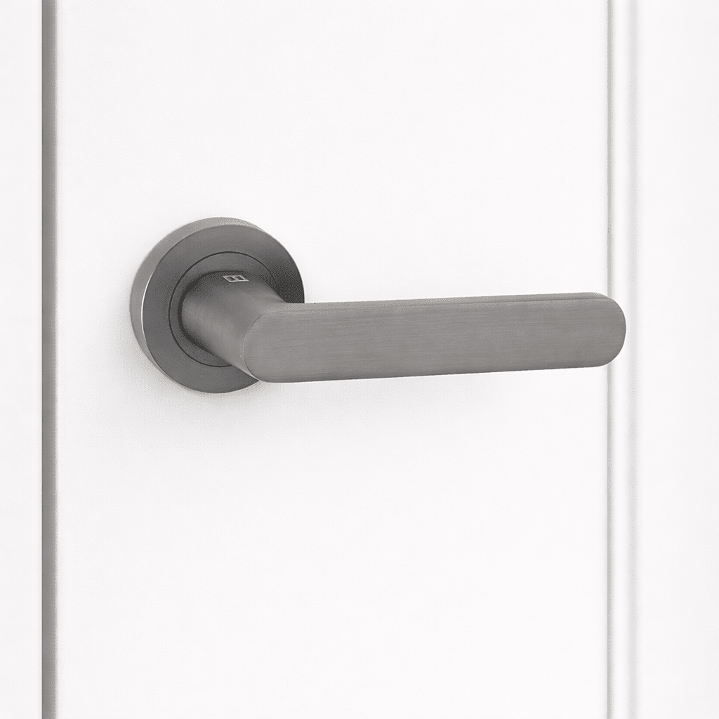 Deurkruk met ronde rozet in aluminium R-210 grafiet