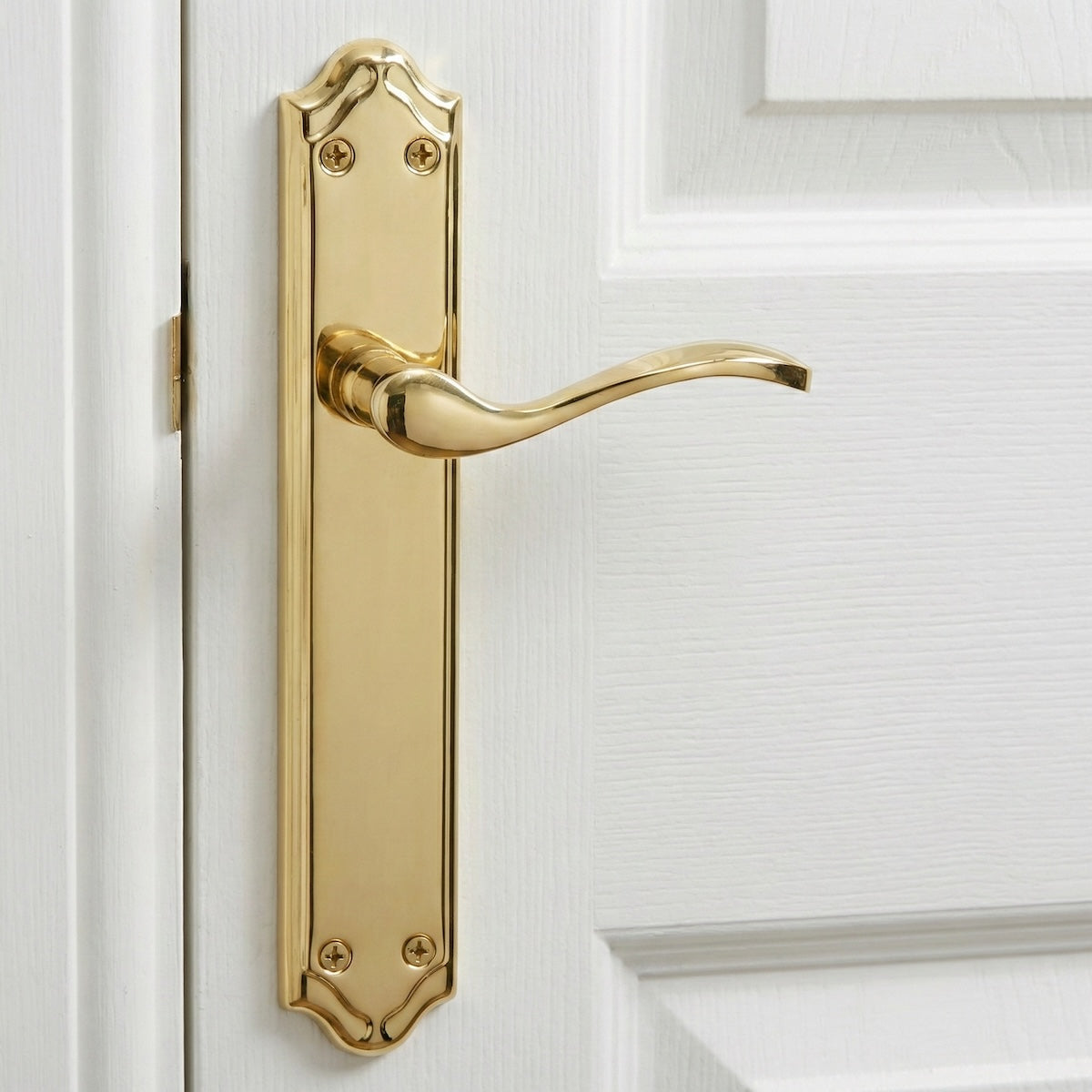 LOREA PB-deurkruk met glanzend gouden aluminium schild voor deuren