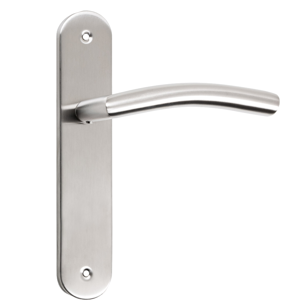 Manilla modelo '703' con placa ovalada y asa curva de acero inoxidable para puertas