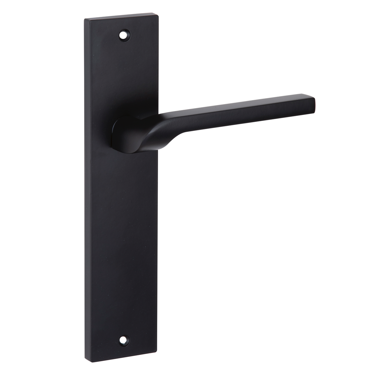 Deurkruk model 559 met rechthoekig schild van zamak in zwarte afwerking voor deuren