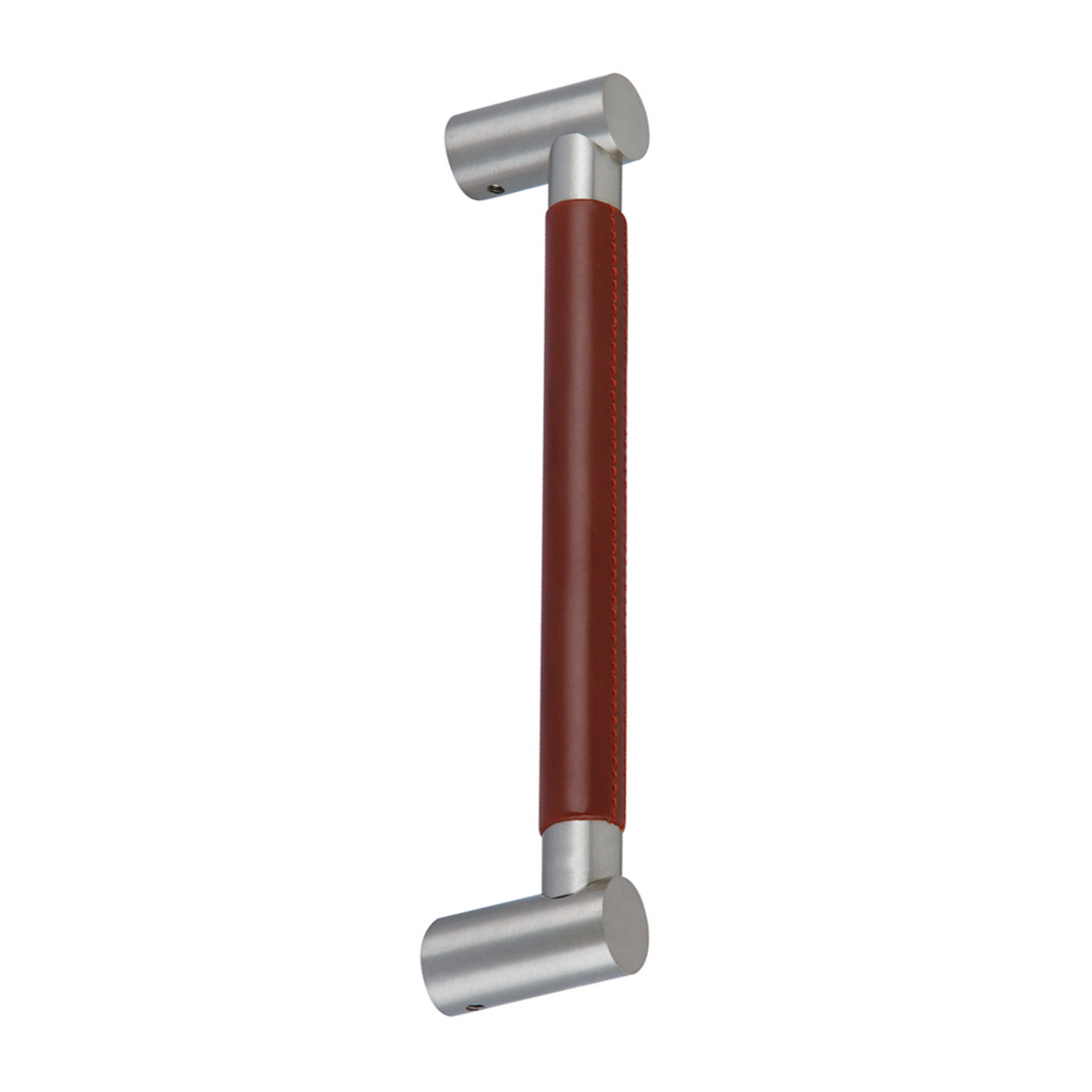 Messing deurklink bekleed met granaatrood leer model 164