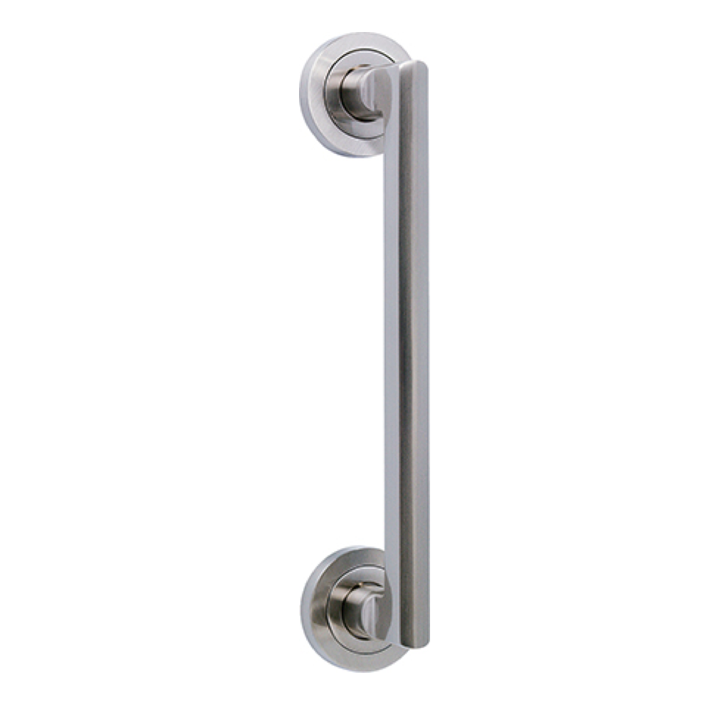 Aluminium deurklink op ronde rozet in gesatineerd nikkel, model 530A