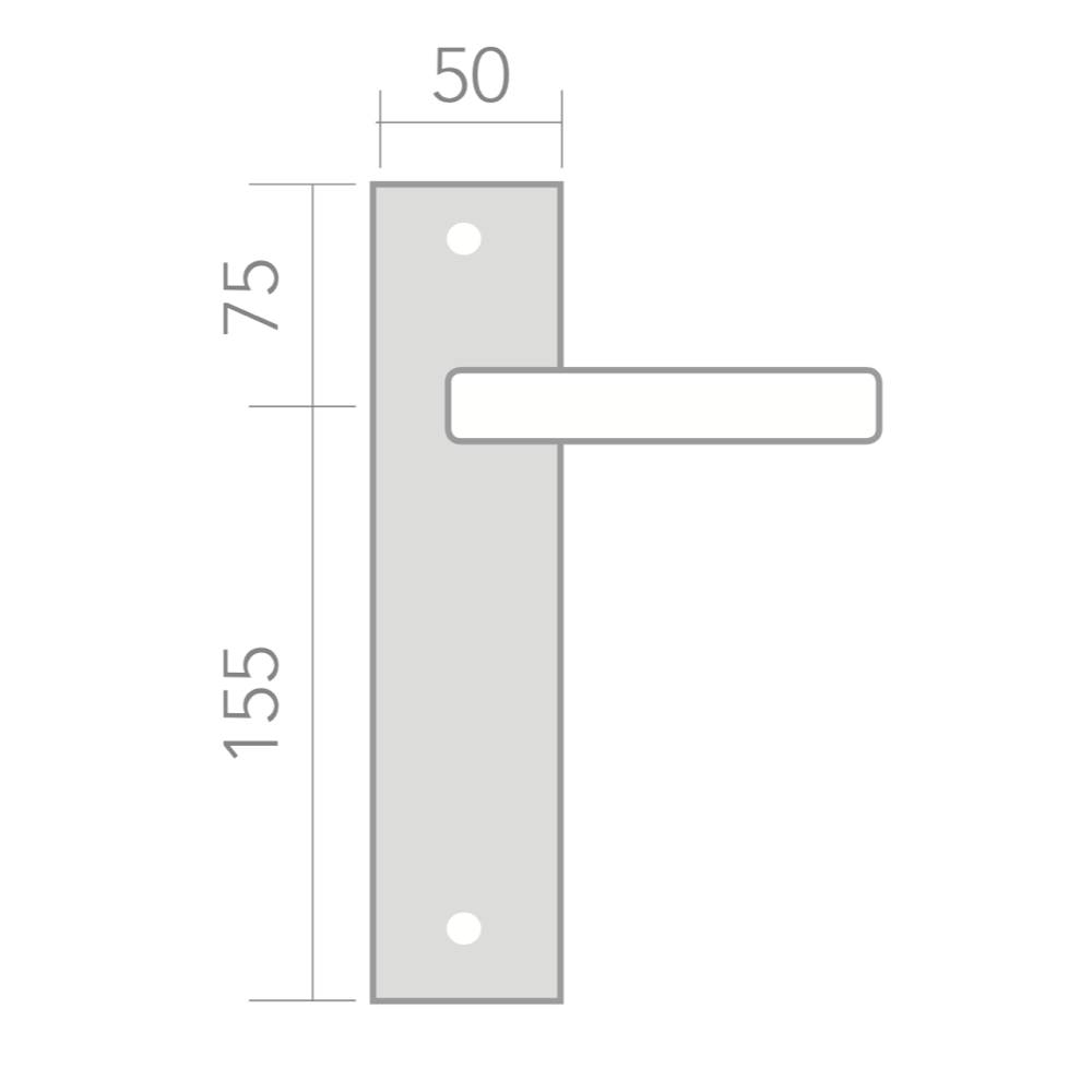 Medidas manilla con placa rectangular acabado bicolor para puertas modelo 740
