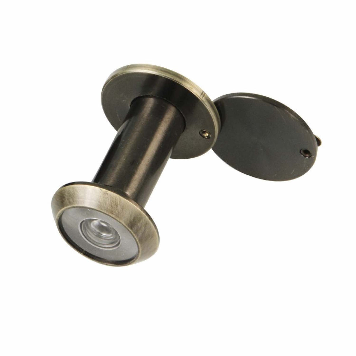 Deurspion met lederen afwerking en lenzen voor deuren van 35-65 mm