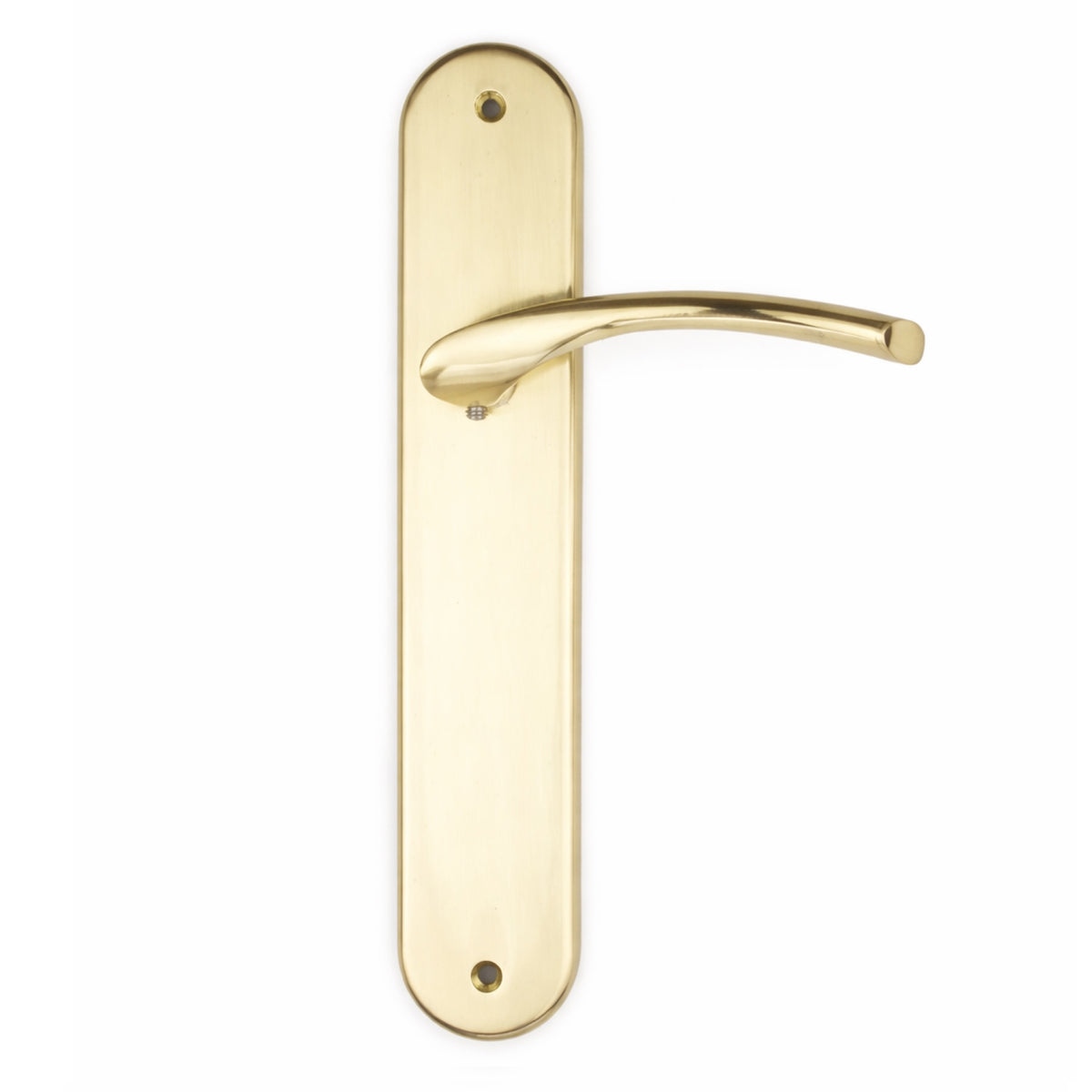 Zamak deurklink model '556' met ovaal schild in gesatineerde gouden afwerking voor deuren