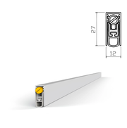 Automatische valdorpel voor inbouw in aluminium van 12x27 mm en 920 mm voor hout