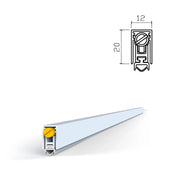 Automatische inzetschuifdorpel in aluminium en rubber 12x20 mm en 920 mm voor houten deuren