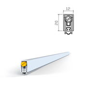 Automatische valdorpel van aluminium en rubber 12x20 mm en 820 mm voor houten deuren