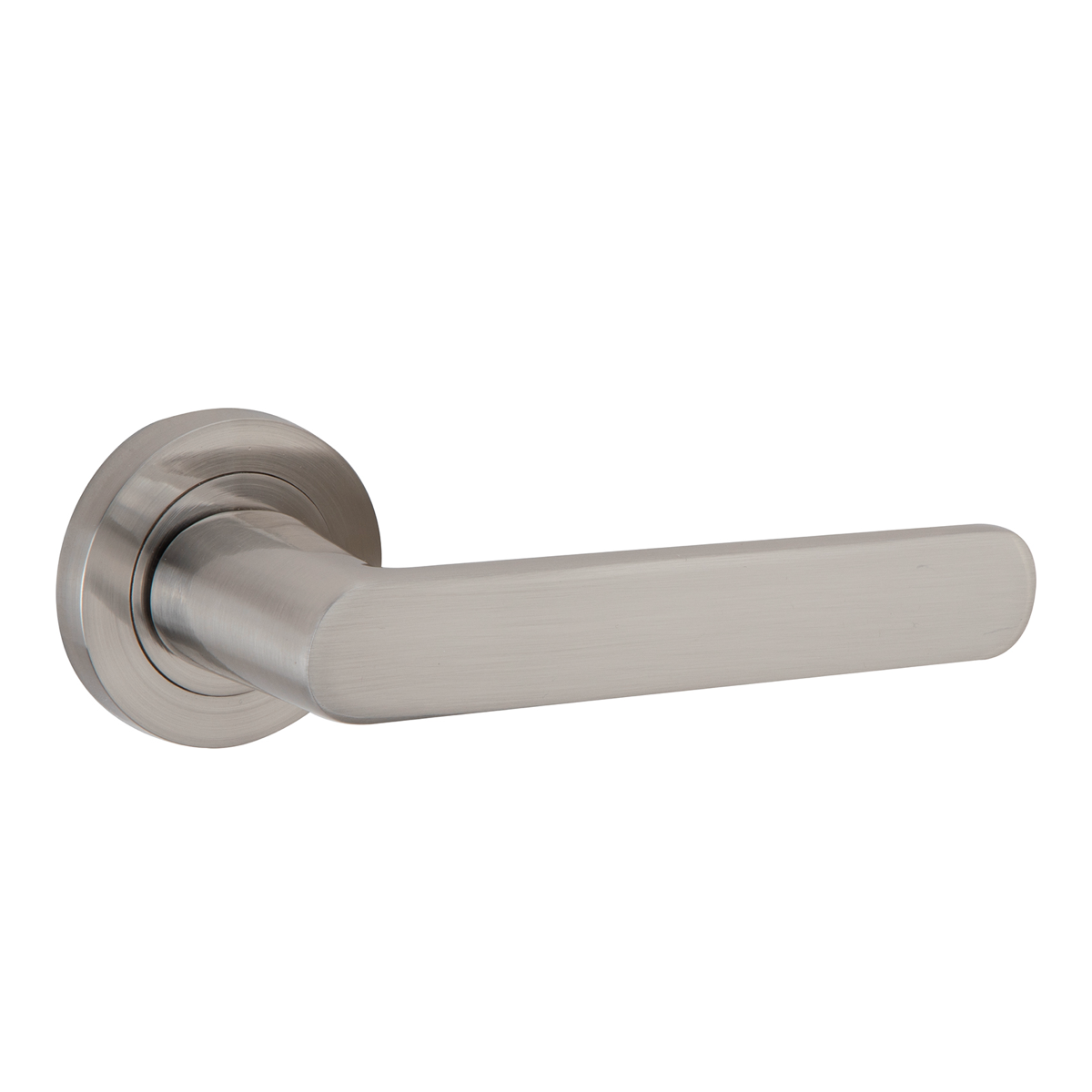 Deurkruk op ronde rozet in aluminium R-210 gesatineerd nikkel