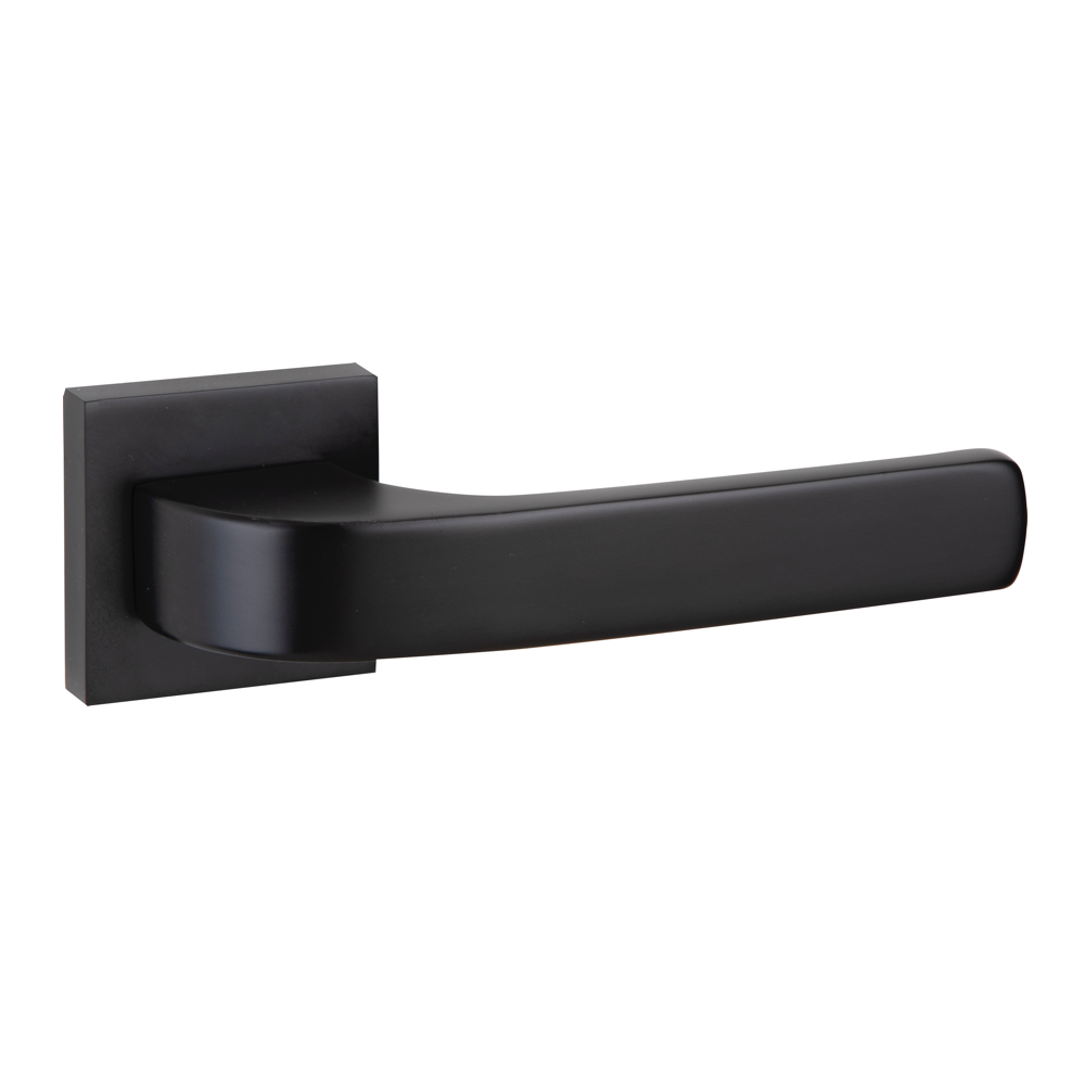 Zamak deurkruk model 710 met vierkant rozet in zwarte afwerking voor deuren