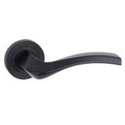 Aluminium deurklink model 1027 met ronde rozet in zwarte afwerking voor deuren