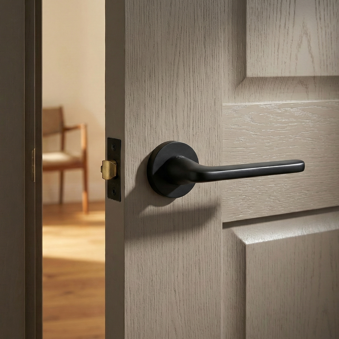Ronde rozet deurklink in zwart aluminium RS-310