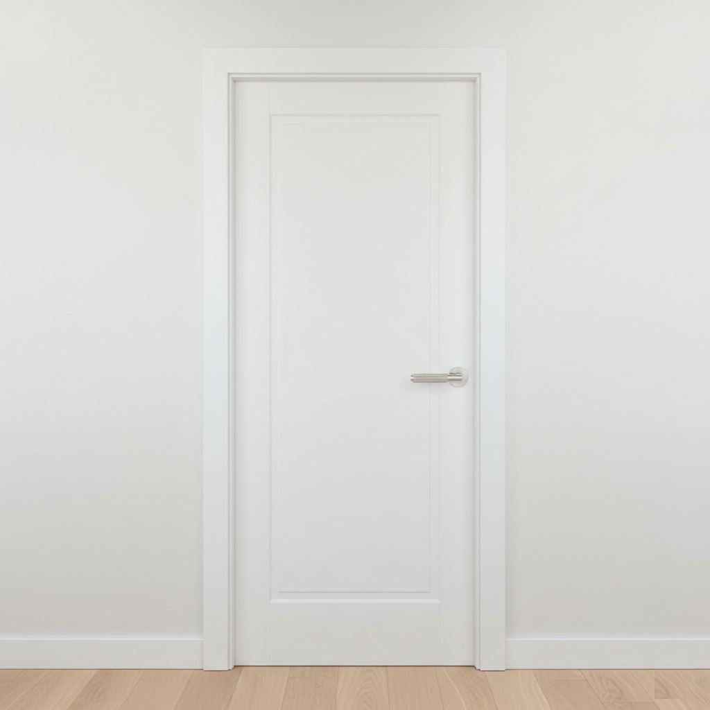 Deurklink op ronde rozet van zamak RS-510 satijnnikkel