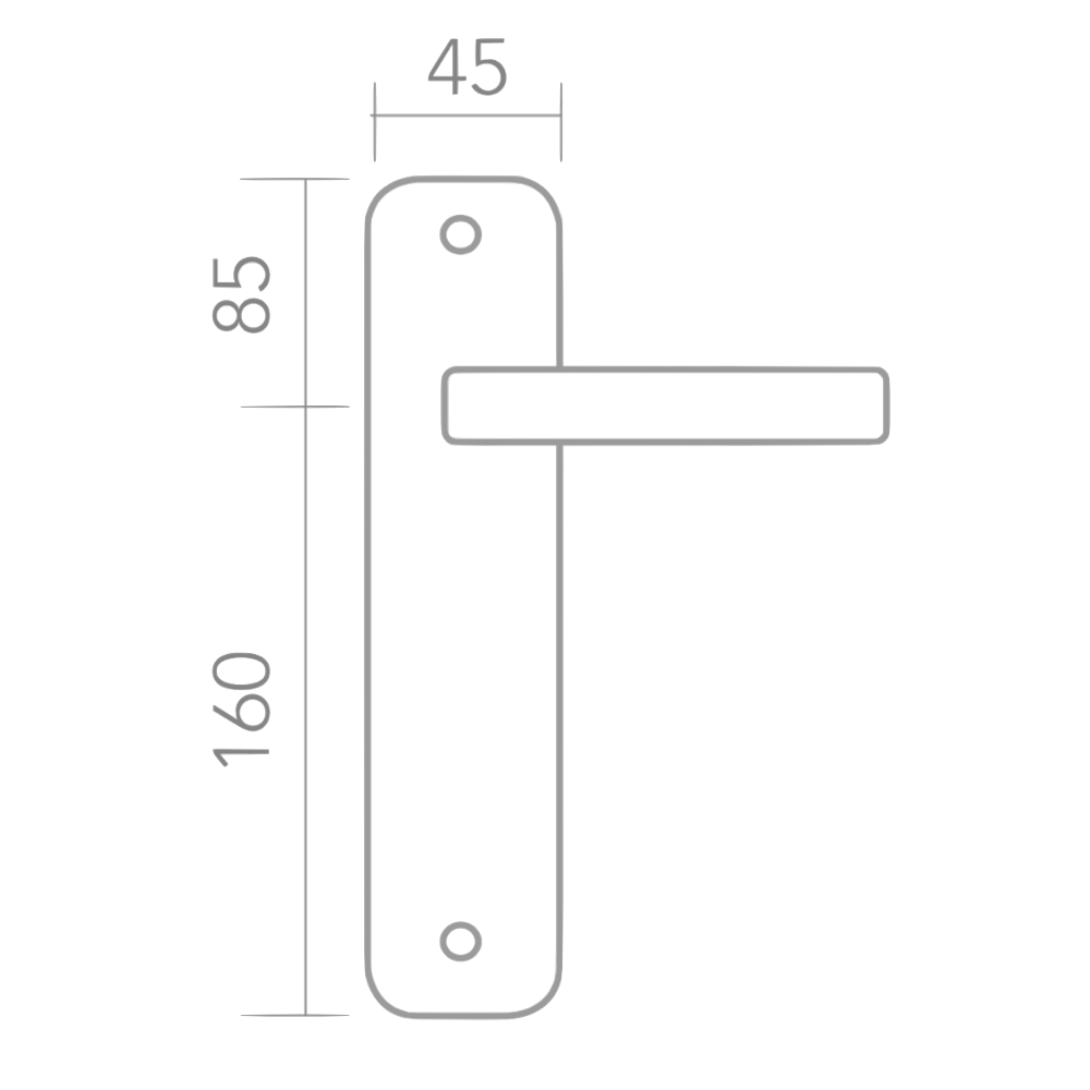 Aluminium deurklink model '1101' met zwart gesmeed schild voor deuren