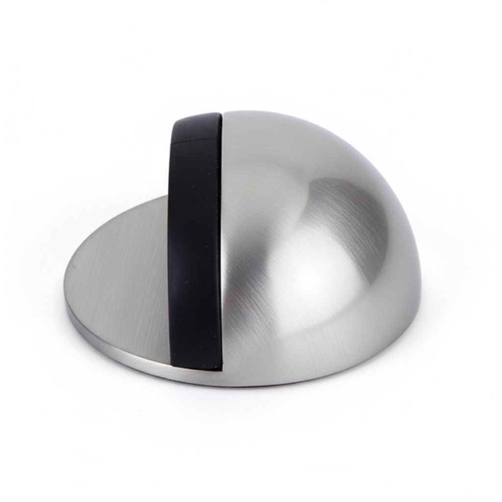 Zamak halfronde deurstopper met zwart rubber