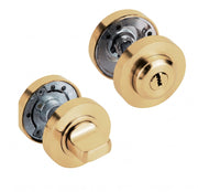 Ronde knopcilinder met sleutel in gesatineerd messing van 50 mm voor deuren