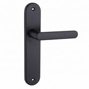 Deurkruk met ovale aluminium schild 250x48 mm in zwart voor binnen