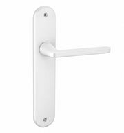 Deurklink met ovaal aluminium schild in witte afwerking van 250x48 mm voor binnendeuren